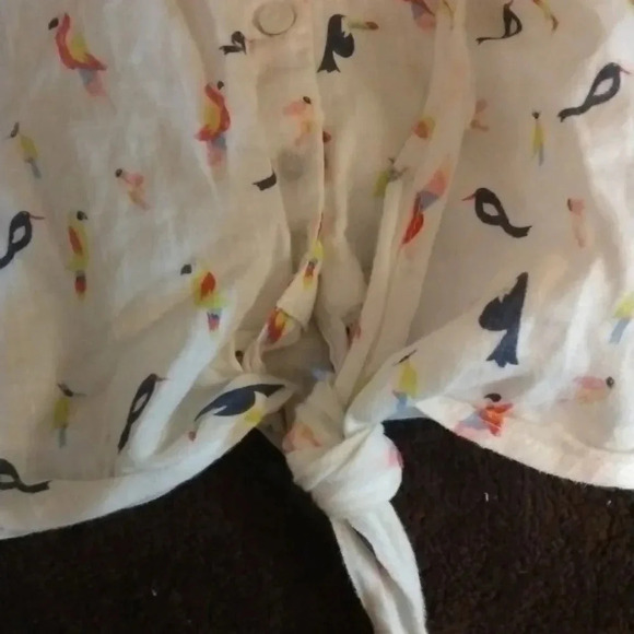 Talbot 100% Linen Sleeveless Bird Top Size Large NWOT Preppy Minimalist Nautical - Picture 5 of 6